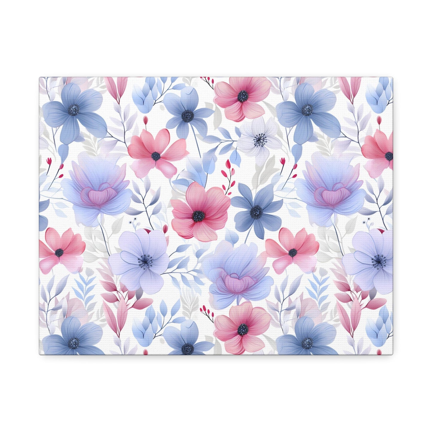 Floral Whispers - Subtle Shades of Violets, Pinks, and Blues - Wall Art Canvas - Pattern Symphony