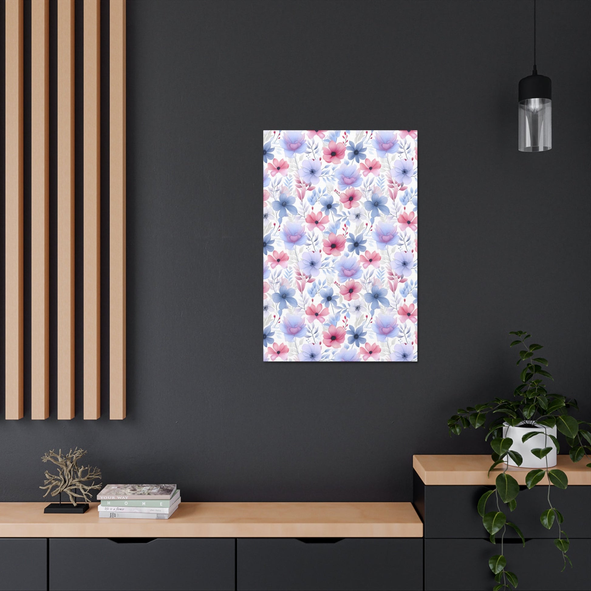 Floral Whispers - Subtle Shades of Violets, Pinks, and Blues - Wall Art Canvas - Pattern Symphony