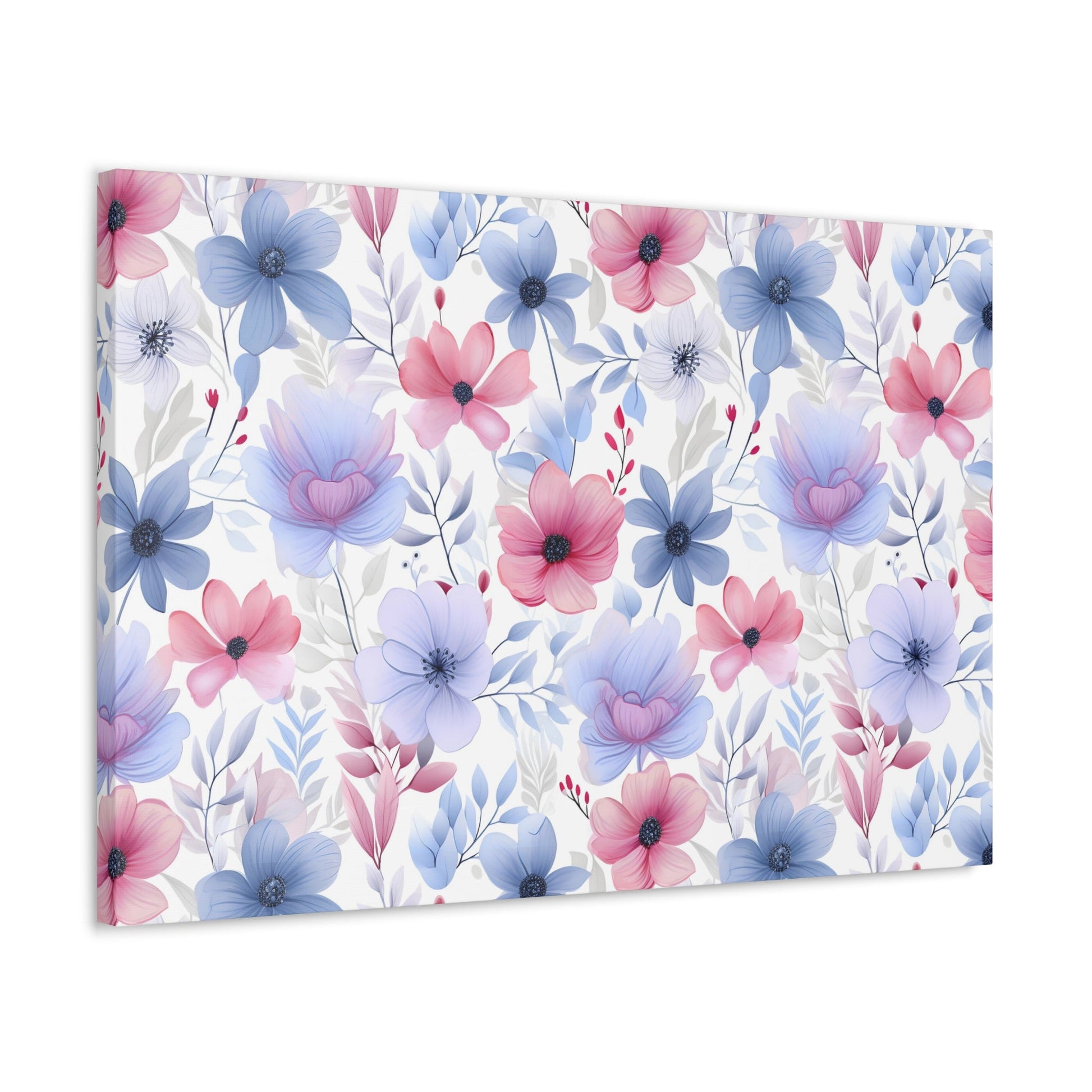 Floral Whispers - Subtle Shades of Violets, Pinks, and Blues - Wall Art Canvas - Pattern Symphony