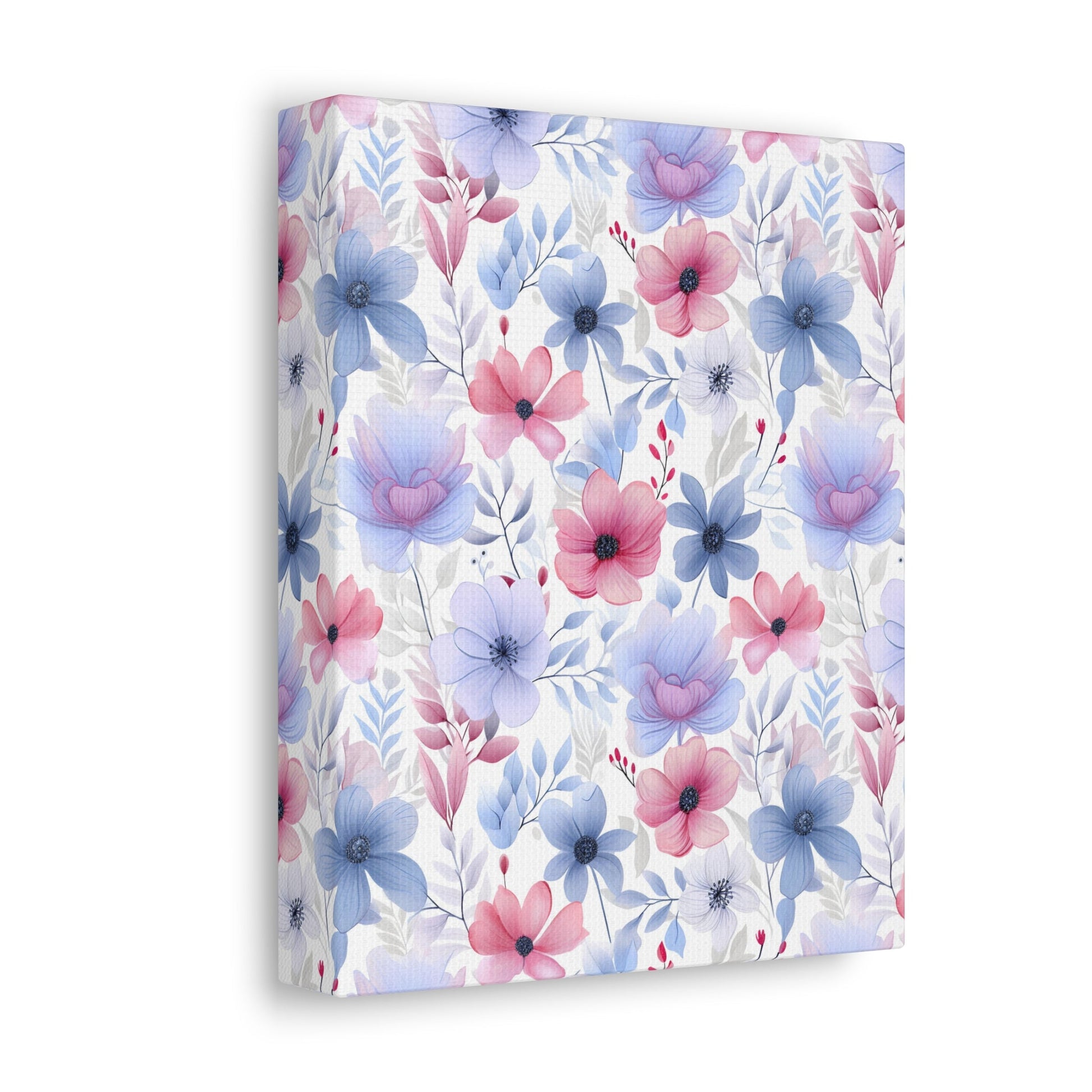 Floral Whispers - Subtle Shades of Violets, Pinks, and Blues - Wall Art Canvas - Pattern Symphony