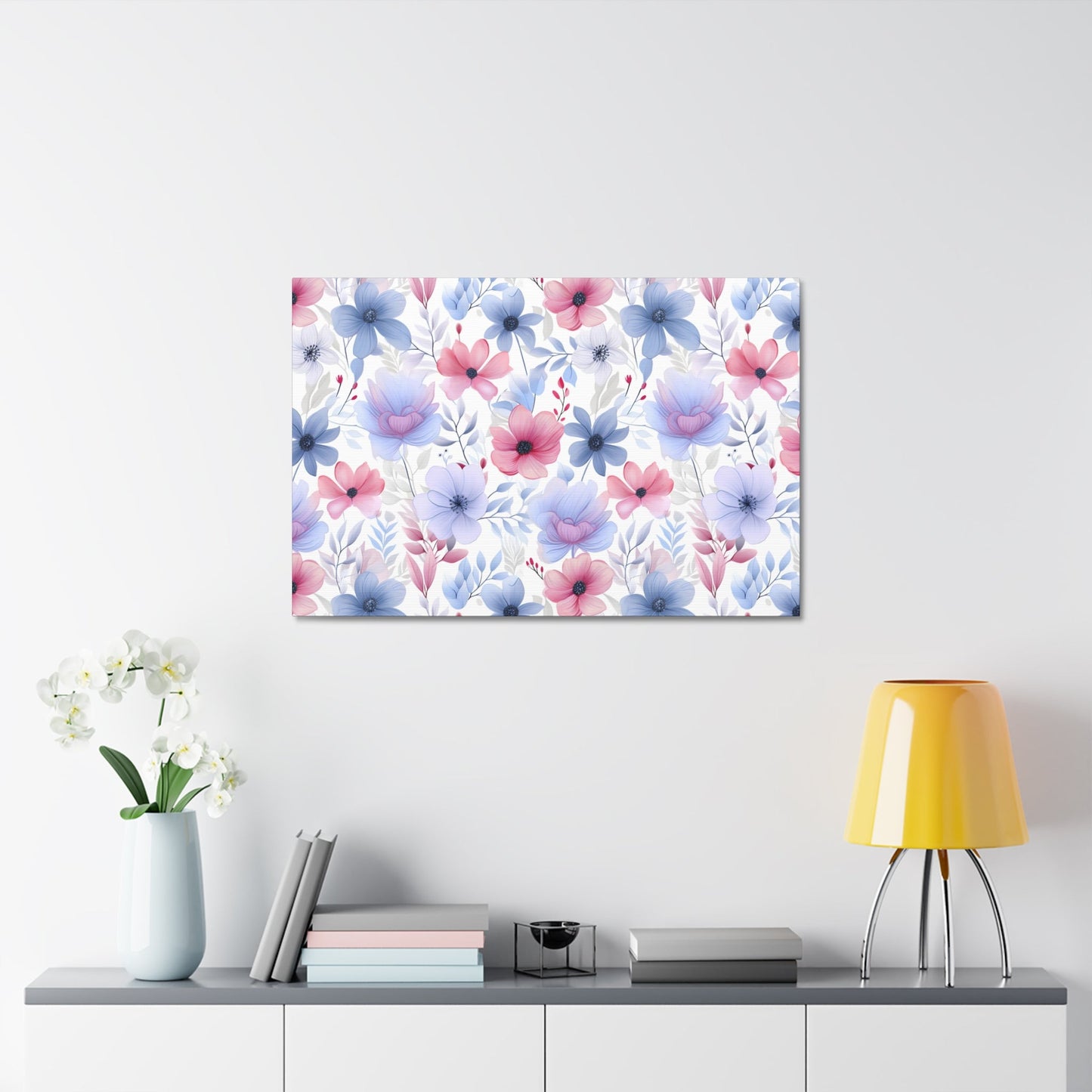 Floral Whispers - Subtle Shades of Violets, Pinks, and Blues - Wall Art Canvas - Pattern Symphony