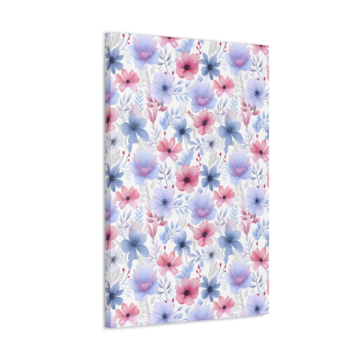 Floral Whispers - Subtle Shades of Violets, Pinks, and Blues - Wall Art Canvas - Pattern Symphony