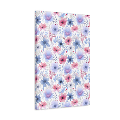 Floral Whispers - Subtle Shades of Violets, Pinks, and Blues - Wall Art Canvas - Pattern Symphony