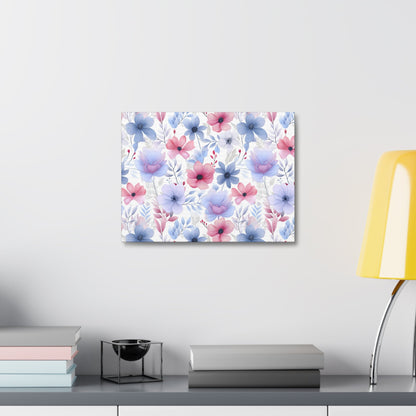 Floral Whispers - Subtle Shades of Violets, Pinks, and Blues - Wall Art Canvas - Pattern Symphony