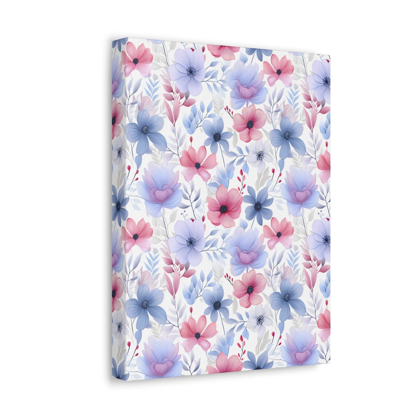 Floral Whispers - Subtle Shades of Violets, Pinks, and Blues - Wall Art Canvas - Pattern Symphony