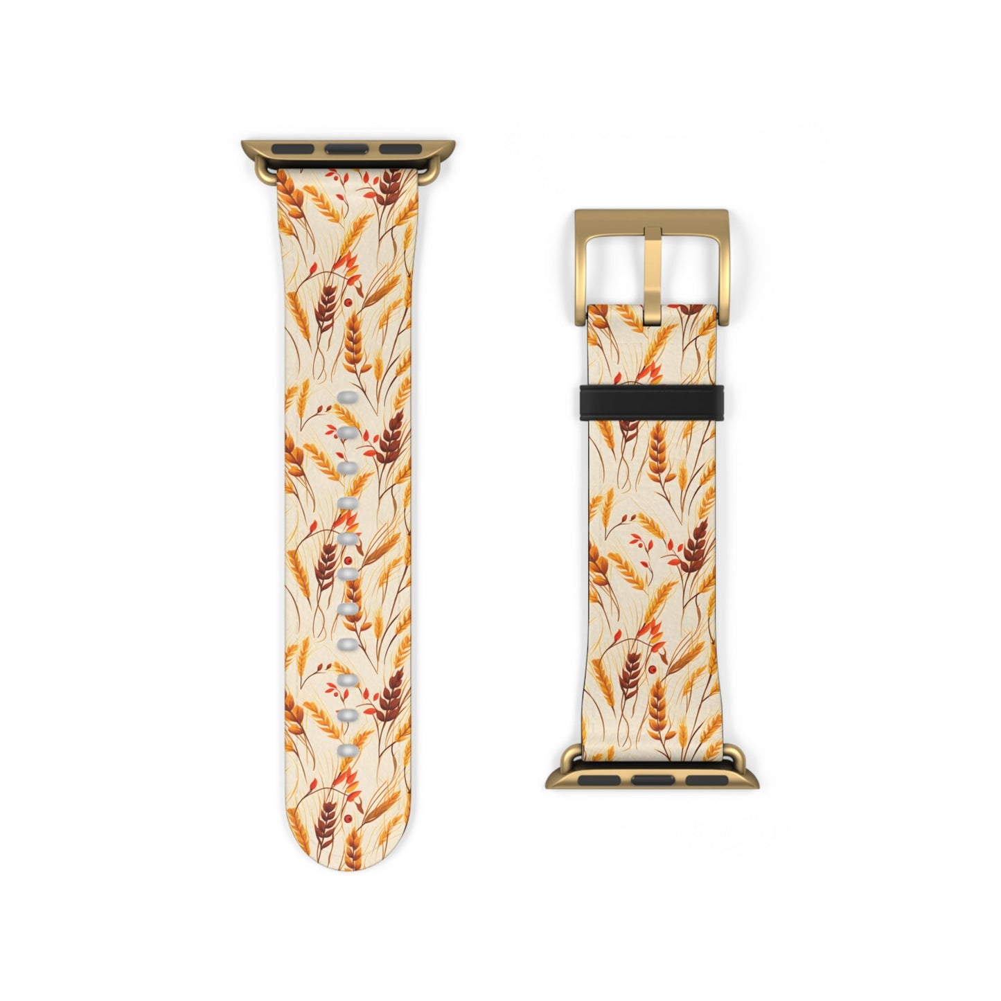 Golden Harvest - An Autumn Collage of Wheat and Berries - Apple Watch Strap - Pattern Symphony