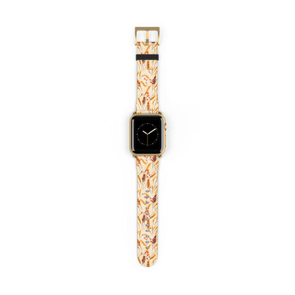 Golden Harvest - An Autumn Collage of Wheat and Berries - Apple Watch Strap - Pattern Symphony