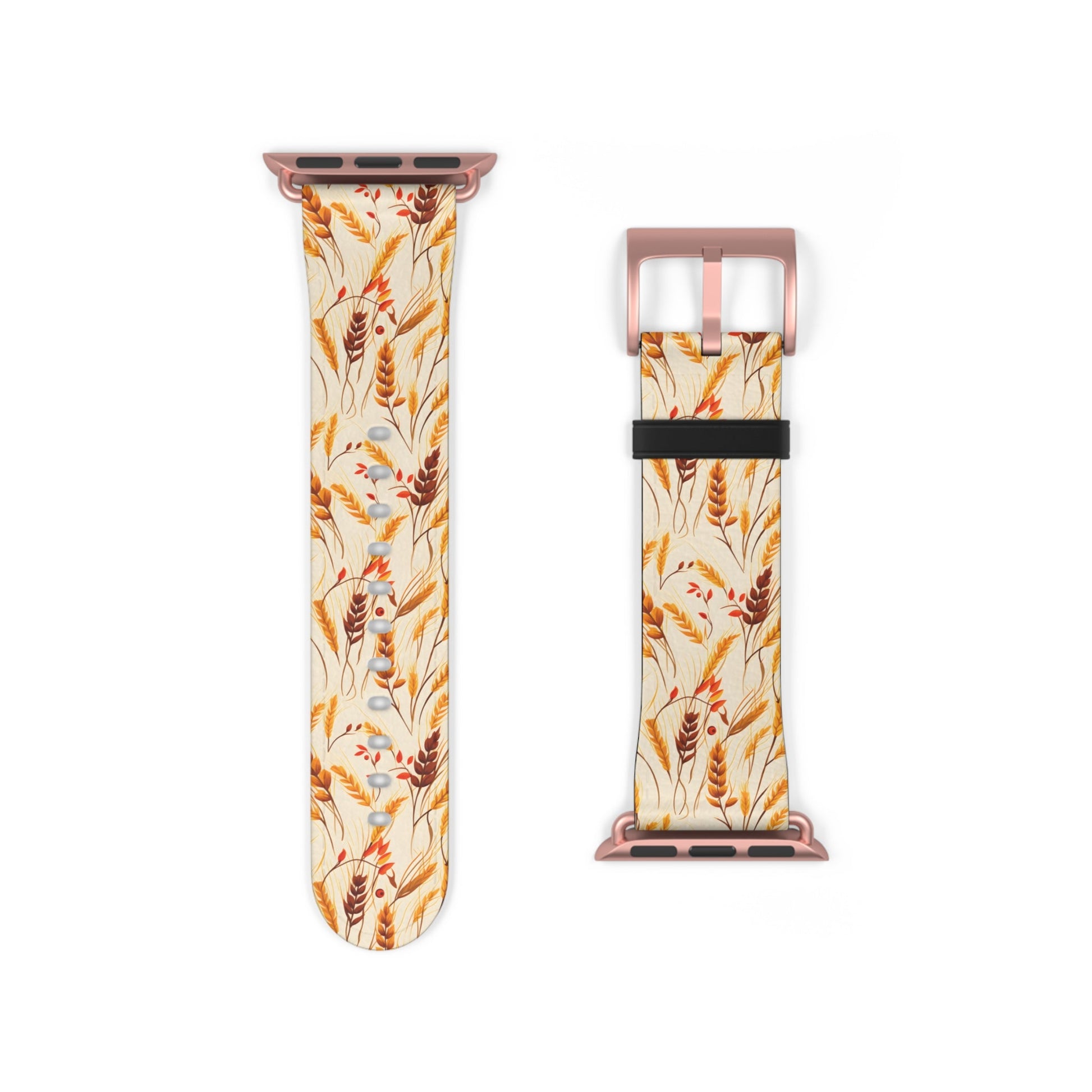 Golden Harvest - An Autumn Collage of Wheat and Berries - Apple Watch Strap - Pattern Symphony