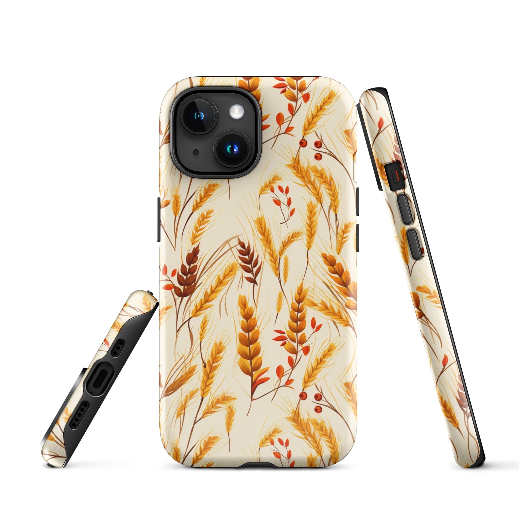 Golden Harvest - An Autumn Collage of Wheat and Berries - iPhone Case - Pattern Symphony