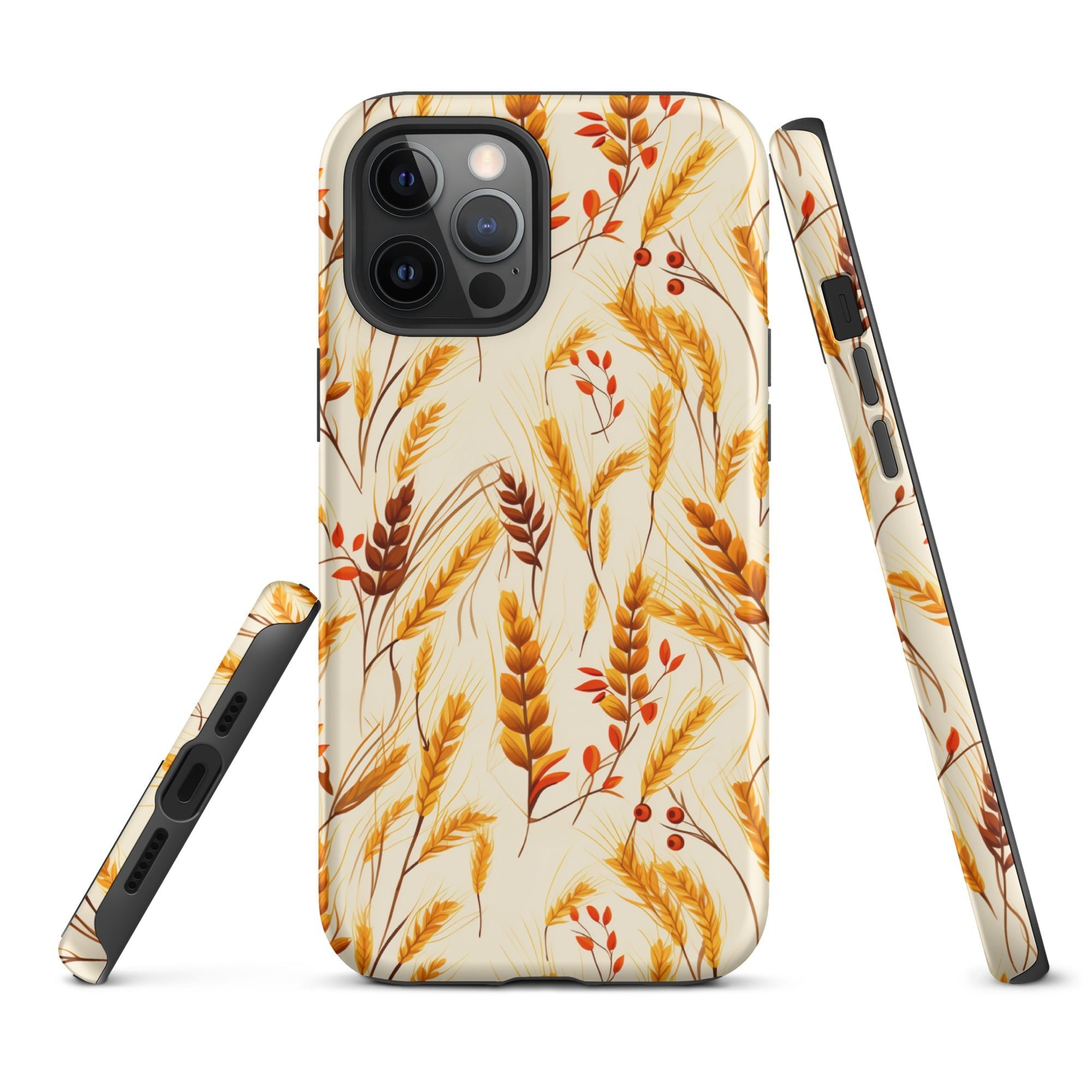 Golden Harvest - An Autumn Collage of Wheat and Berries - iPhone Case - Pattern Symphony