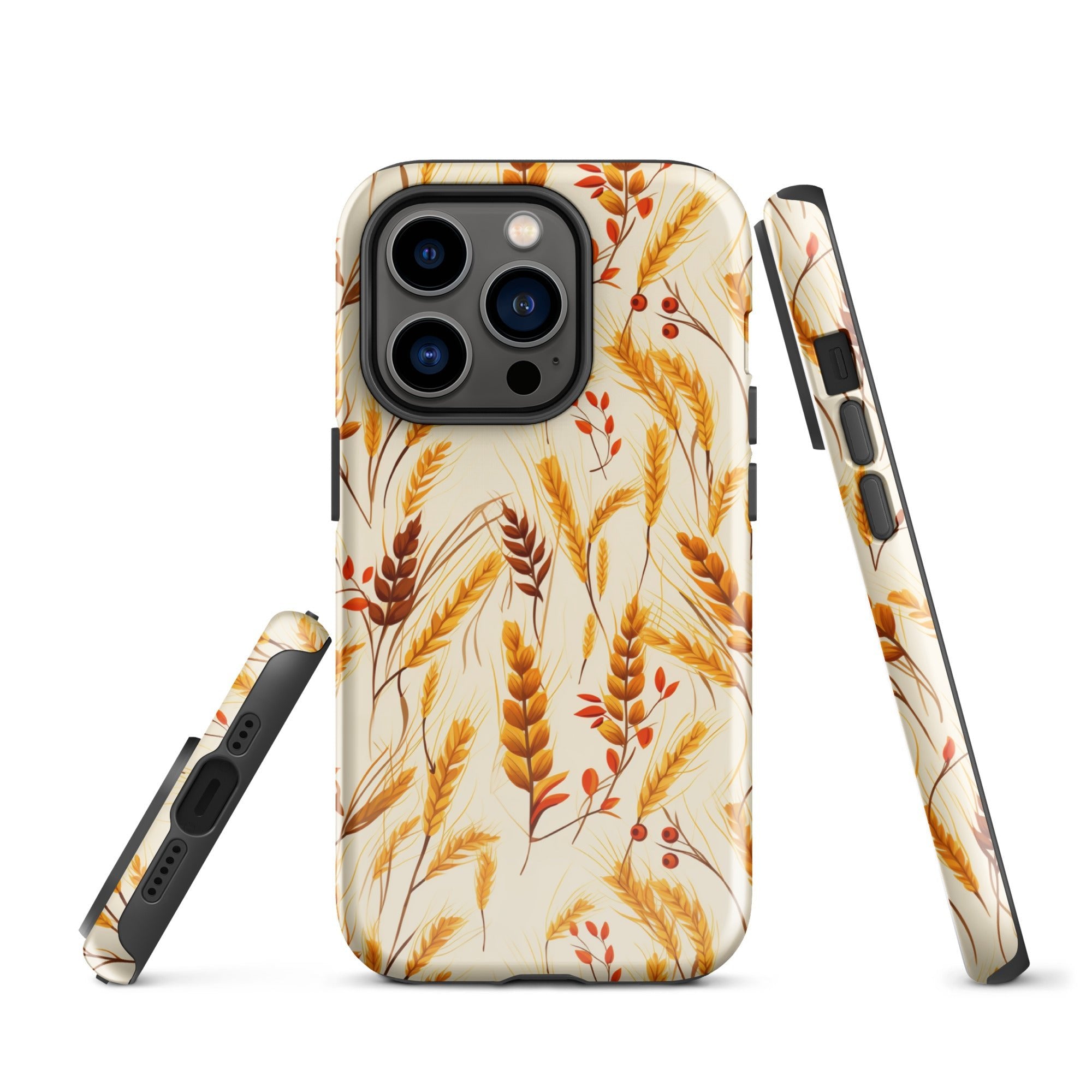 Golden Harvest - An Autumn Collage of Wheat and Berries - iPhone Case - Pattern Symphony