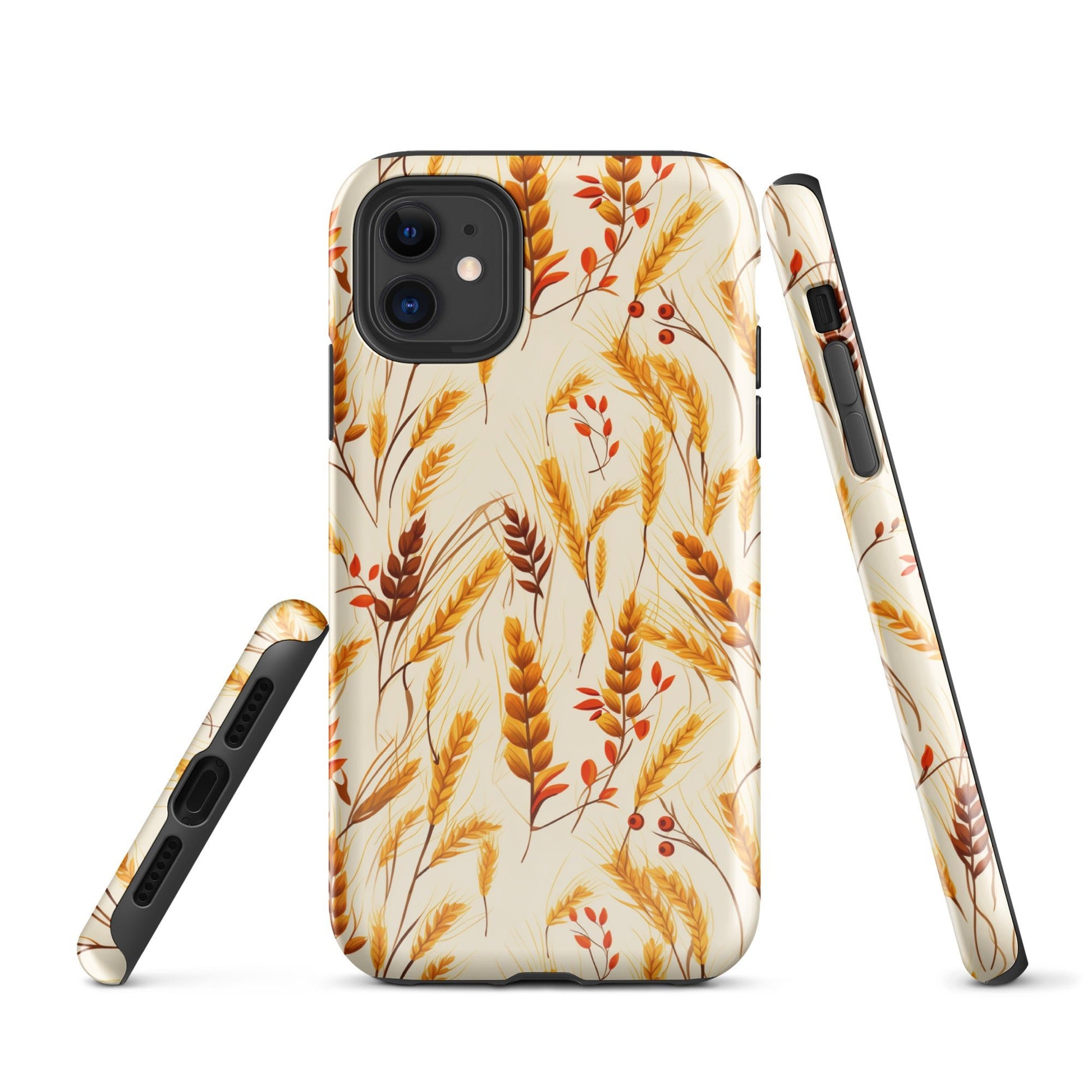 Golden Harvest - An Autumn Collage of Wheat and Berries - iPhone Case - Pattern Symphony