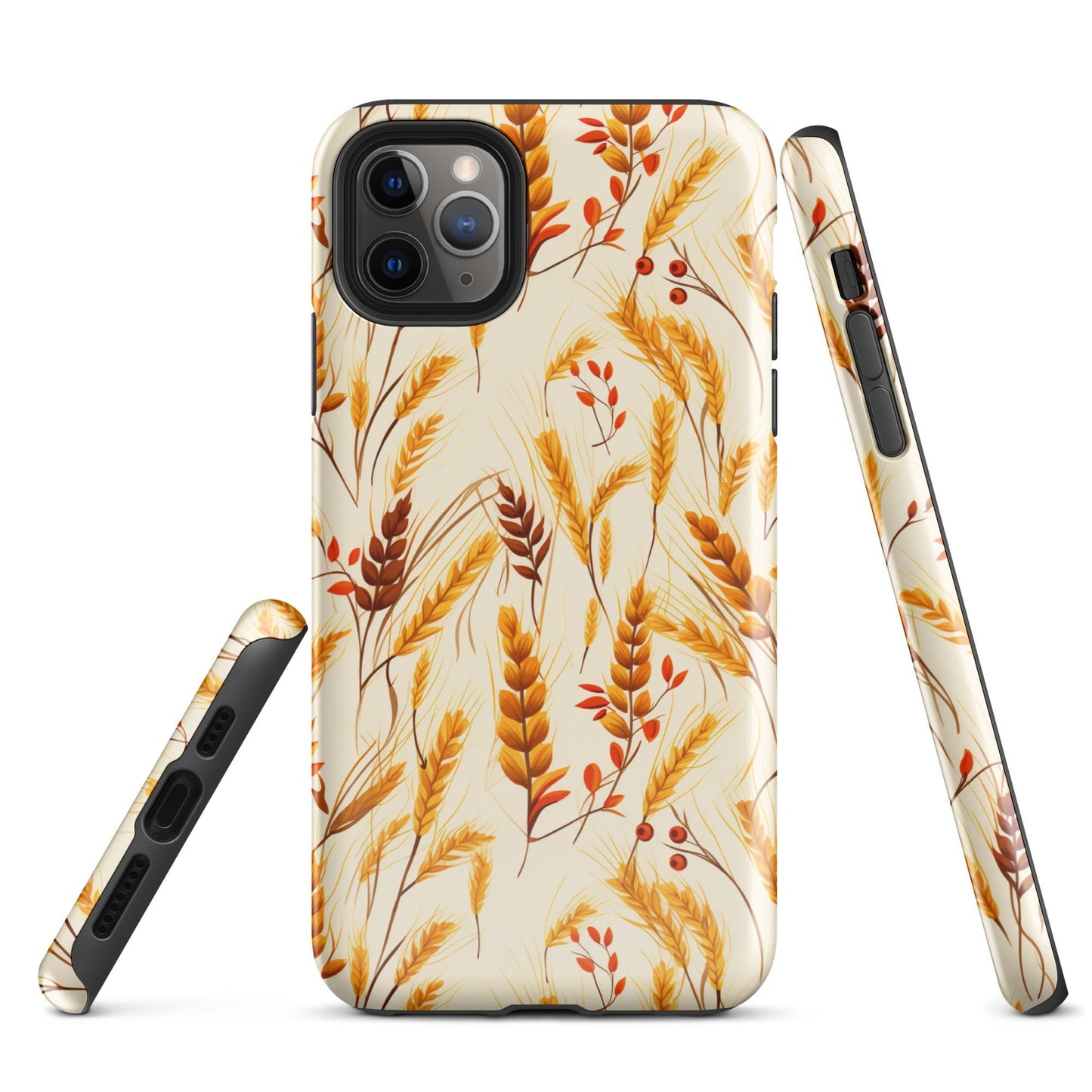 Golden Harvest - An Autumn Collage of Wheat and Berries - iPhone Case - Pattern Symphony