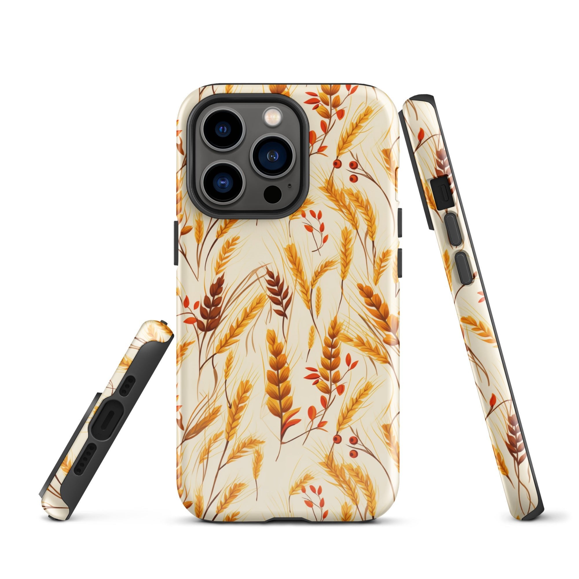 Golden Harvest - An Autumn Collage of Wheat and Berries - iPhone Case - Pattern Symphony