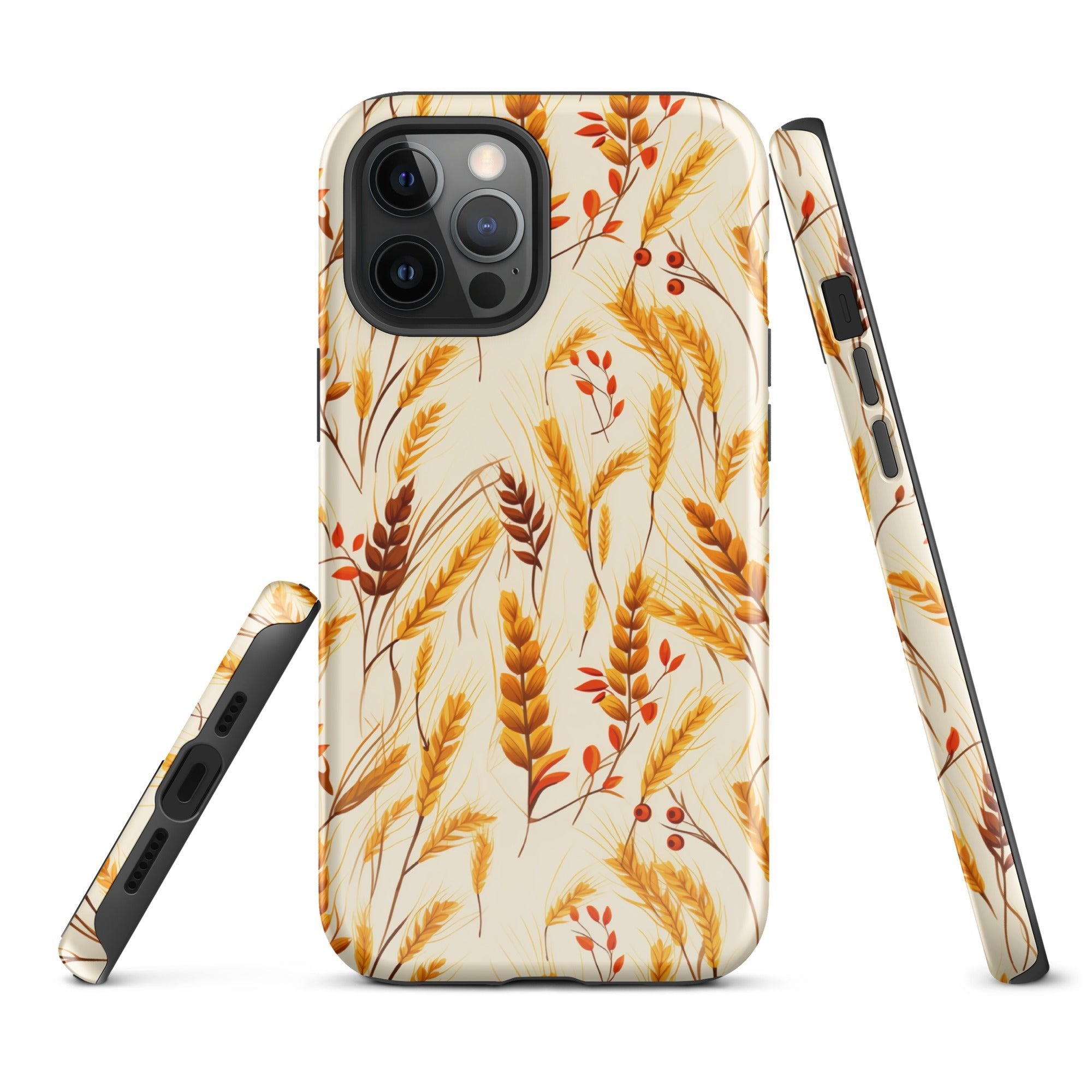 Golden Harvest - An Autumn Collage of Wheat and Berries - iPhone Case - Pattern Symphony