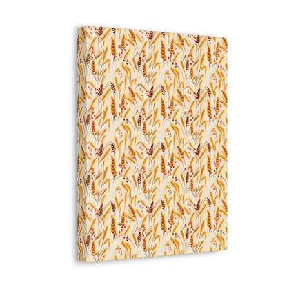 Golden Harvest: An Autumn Collage of Wheat and Berries - Satin Canvas, Stretched - Pattern Symphony