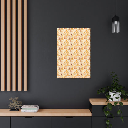 Golden Harvest: An Autumn Collage of Wheat and Berries - Satin Canvas, Stretched - Pattern Symphony