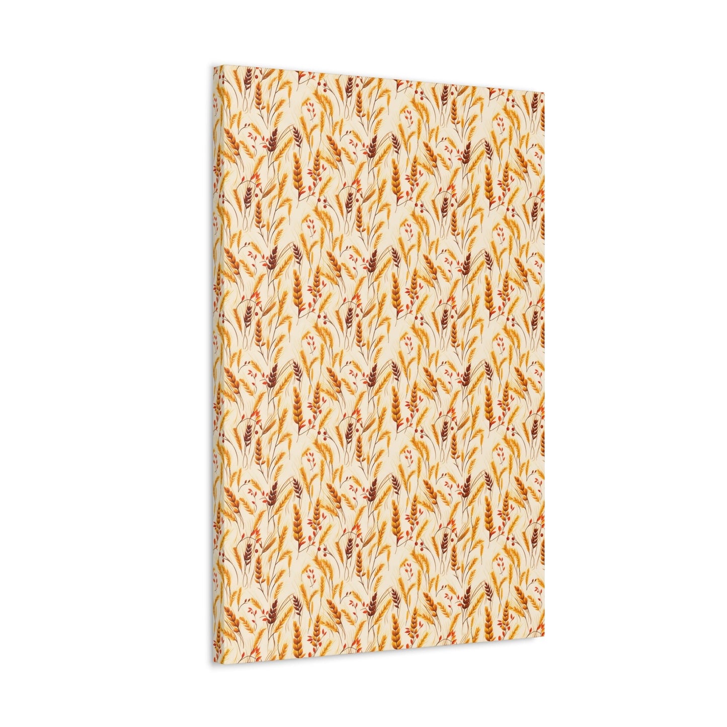 Golden Harvest: An Autumn Collage of Wheat and Berries - Satin Canvas, Stretched - Pattern Symphony