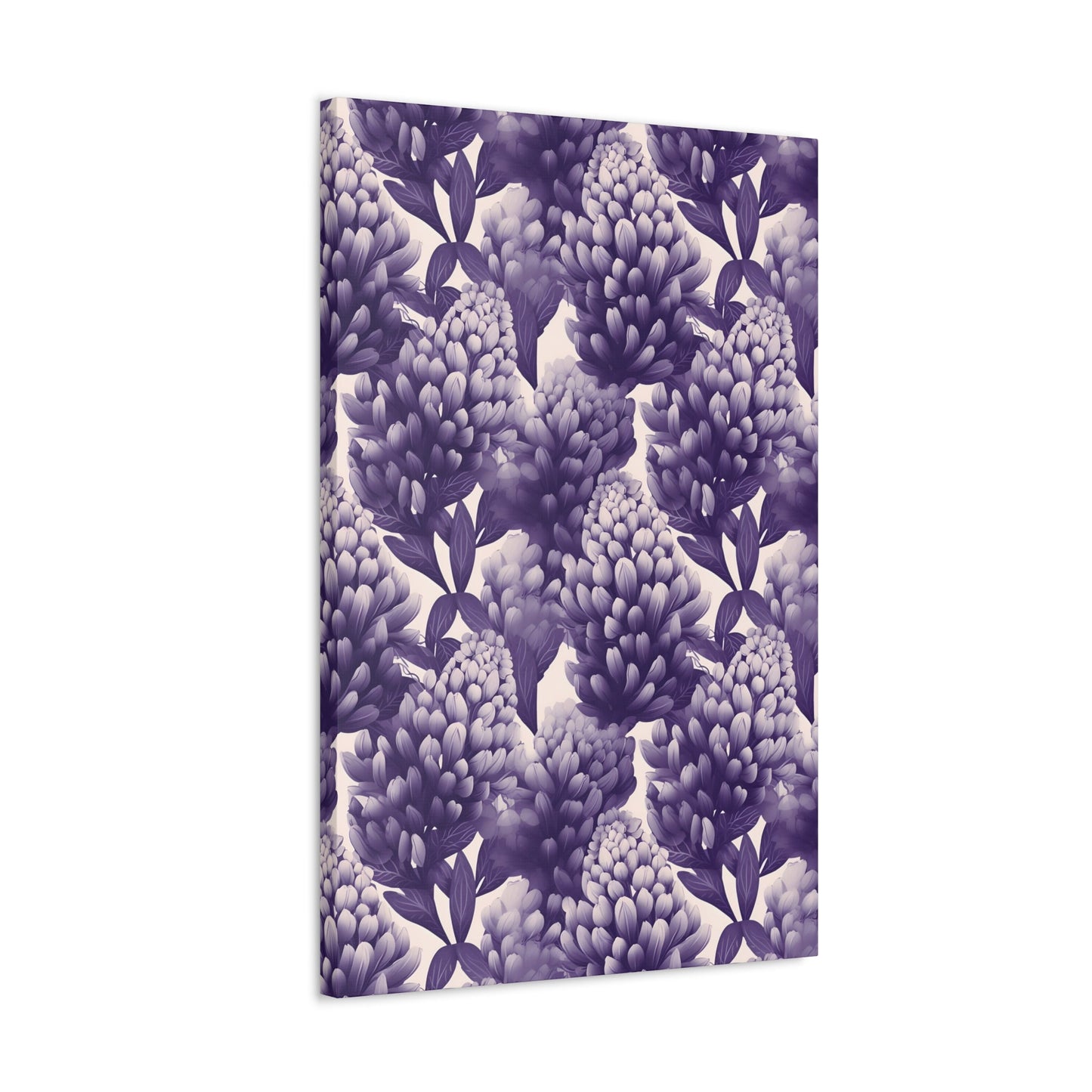 Gradient Grape Hyacinth - Purple and White Floral Pattern - Wall Art Canvas - Pattern Symphony