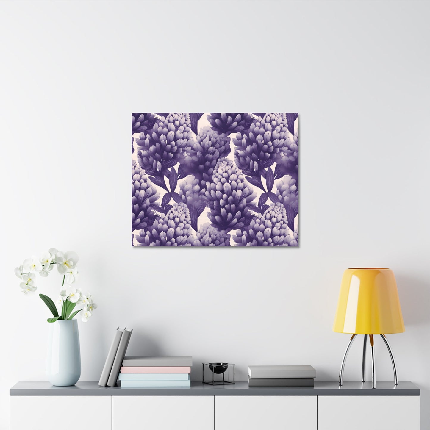 Gradient Grape Hyacinth - Purple and White Floral Pattern - Wall Art Canvas - Pattern Symphony