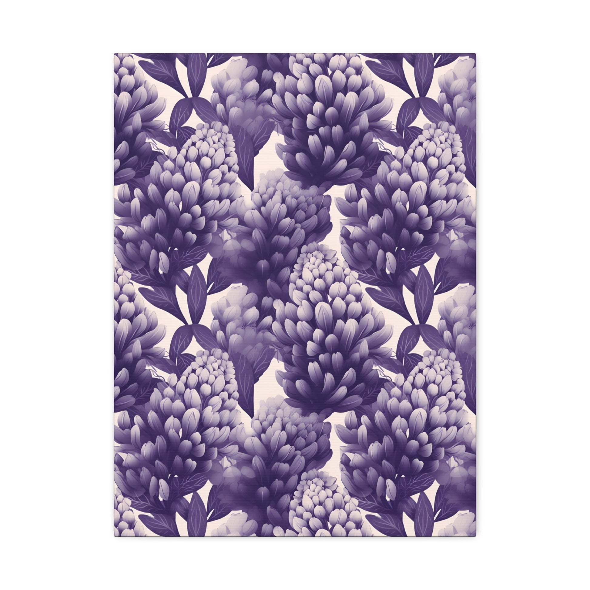 Gradient Grape Hyacinth - Purple and White Floral Pattern - Wall Art Canvas - Pattern Symphony