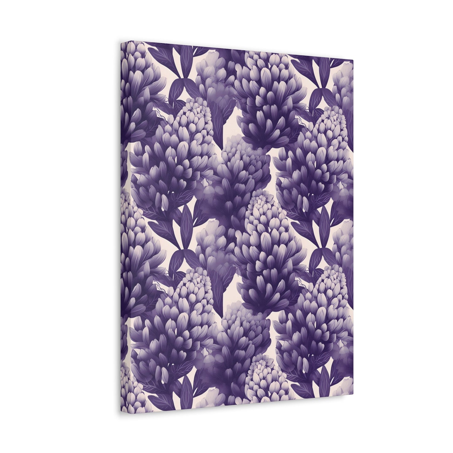 Gradient Grape Hyacinth - Purple and White Floral Pattern - Wall Art Canvas - Pattern Symphony