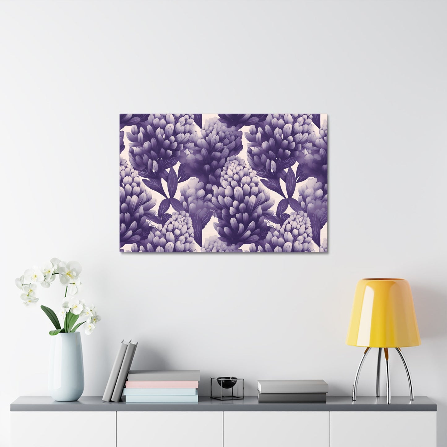 Gradient Grape Hyacinth - Purple and White Floral Pattern - Wall Art Canvas - Pattern Symphony