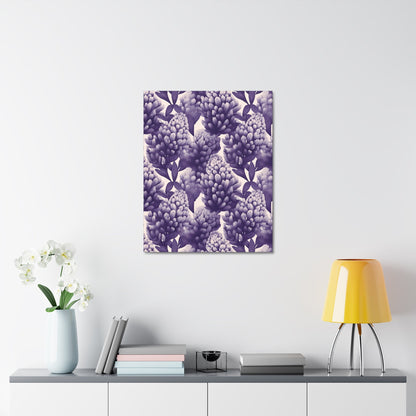 Gradient Grape Hyacinth - Purple and White Floral Pattern - Wall Art Canvas - Pattern Symphony