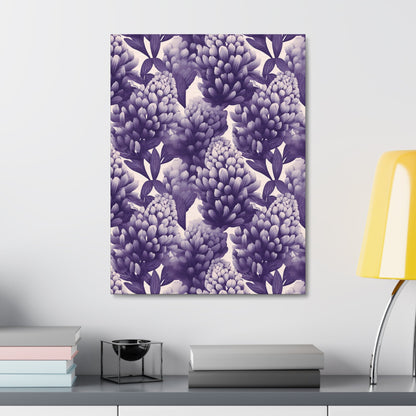 Gradient Grape Hyacinth - Purple and White Floral Pattern - Wall Art Canvas - Pattern Symphony