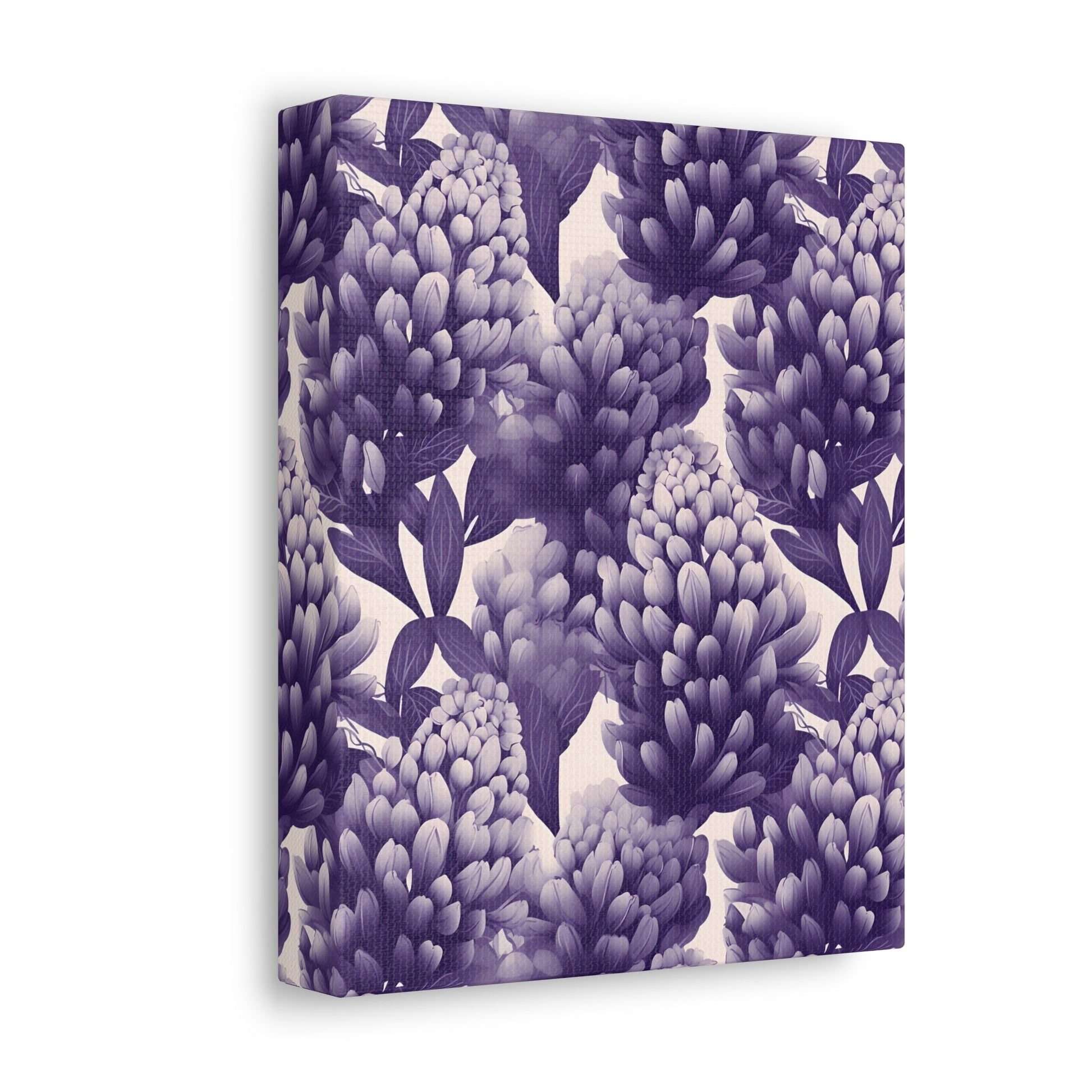 Gradient Grape Hyacinth - Purple and White Floral Pattern - Wall Art Canvas - Pattern Symphony