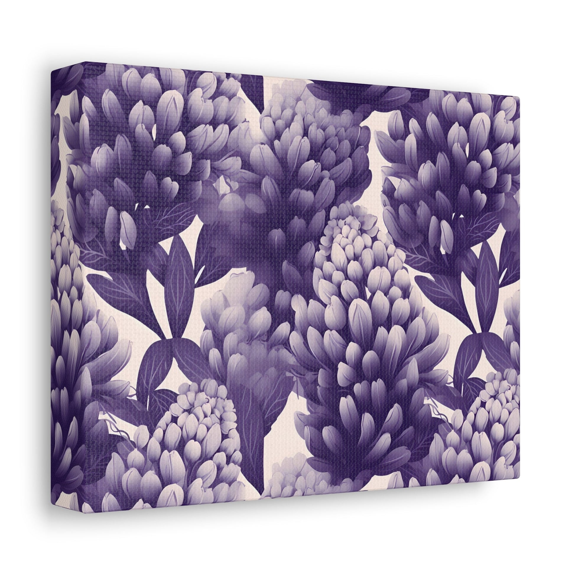 Gradient Grape Hyacinth - Purple and White Floral Pattern - Wall Art Canvas - Pattern Symphony