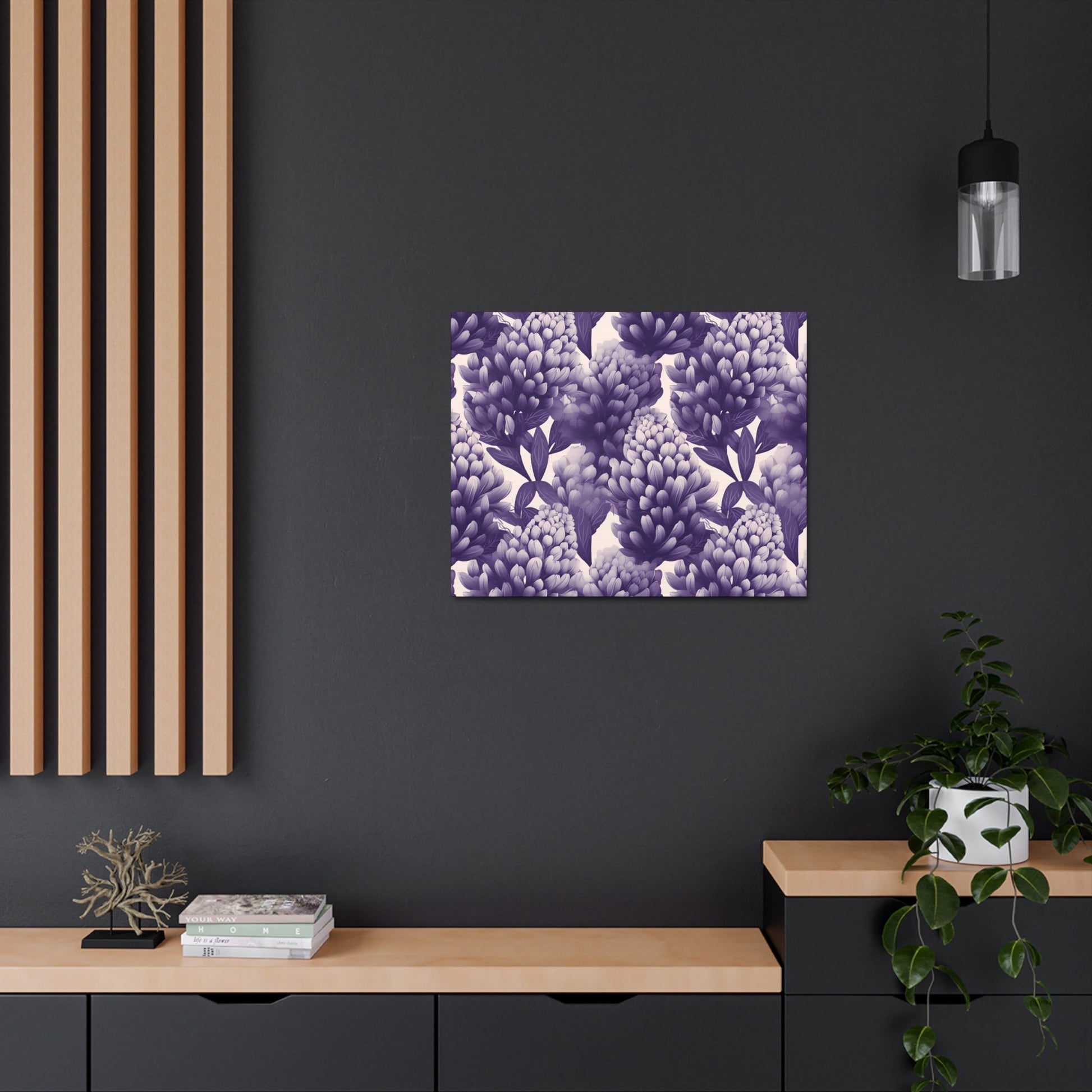 Gradient Grape Hyacinth - Purple and White Floral Pattern - Wall Art Canvas - Pattern Symphony