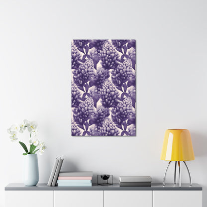 Gradient Grape Hyacinth - Purple and White Floral Pattern - Wall Art Canvas - Pattern Symphony