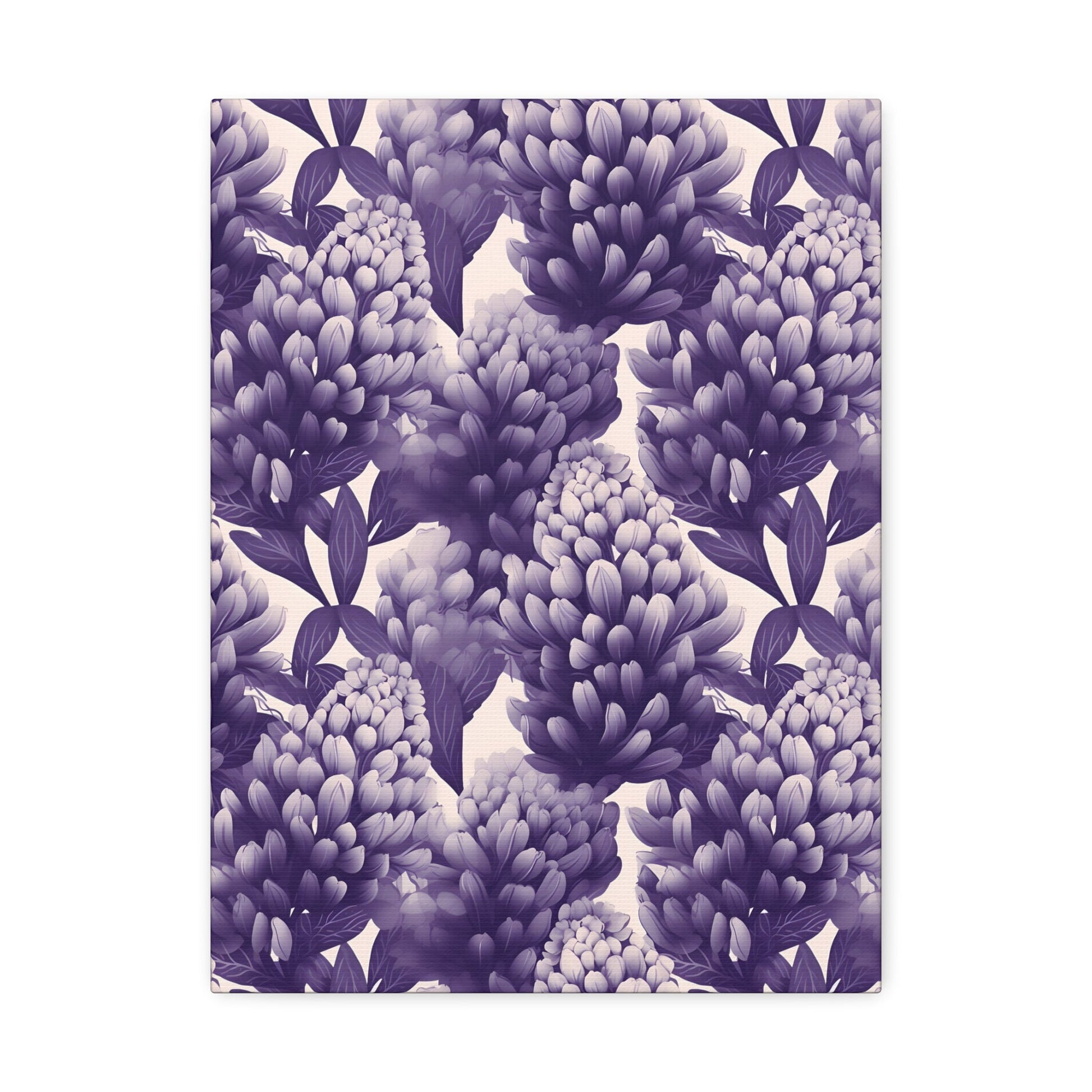 Gradient Grape Hyacinth - Purple and White Floral Pattern - Wall Art Canvas - Pattern Symphony