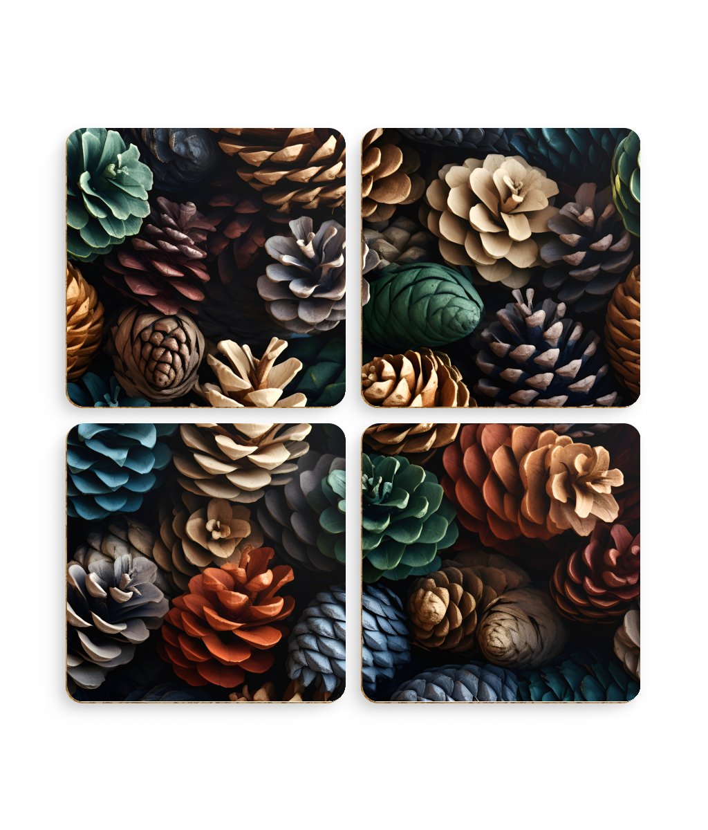 Holiday Harvest - Coniferous Celebration - Pack of 4 Coasters - Pattern Symphony