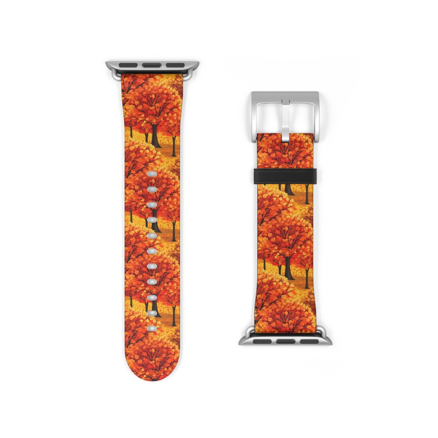 Impasto-Style Woodlands - High-Contrast Autumn Foliage - Apple Watch Strap - Pattern Symphony