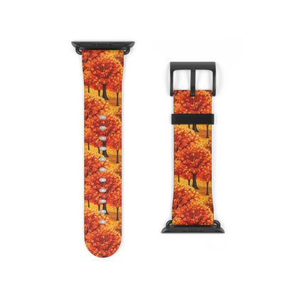 Impasto-Style Woodlands - High-Contrast Autumn Foliage - Apple Watch Strap - Pattern Symphony