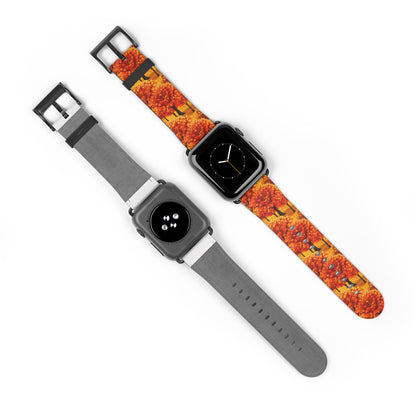 Impasto-Style Woodlands - High-Contrast Autumn Foliage - Apple Watch Strap - Pattern Symphony