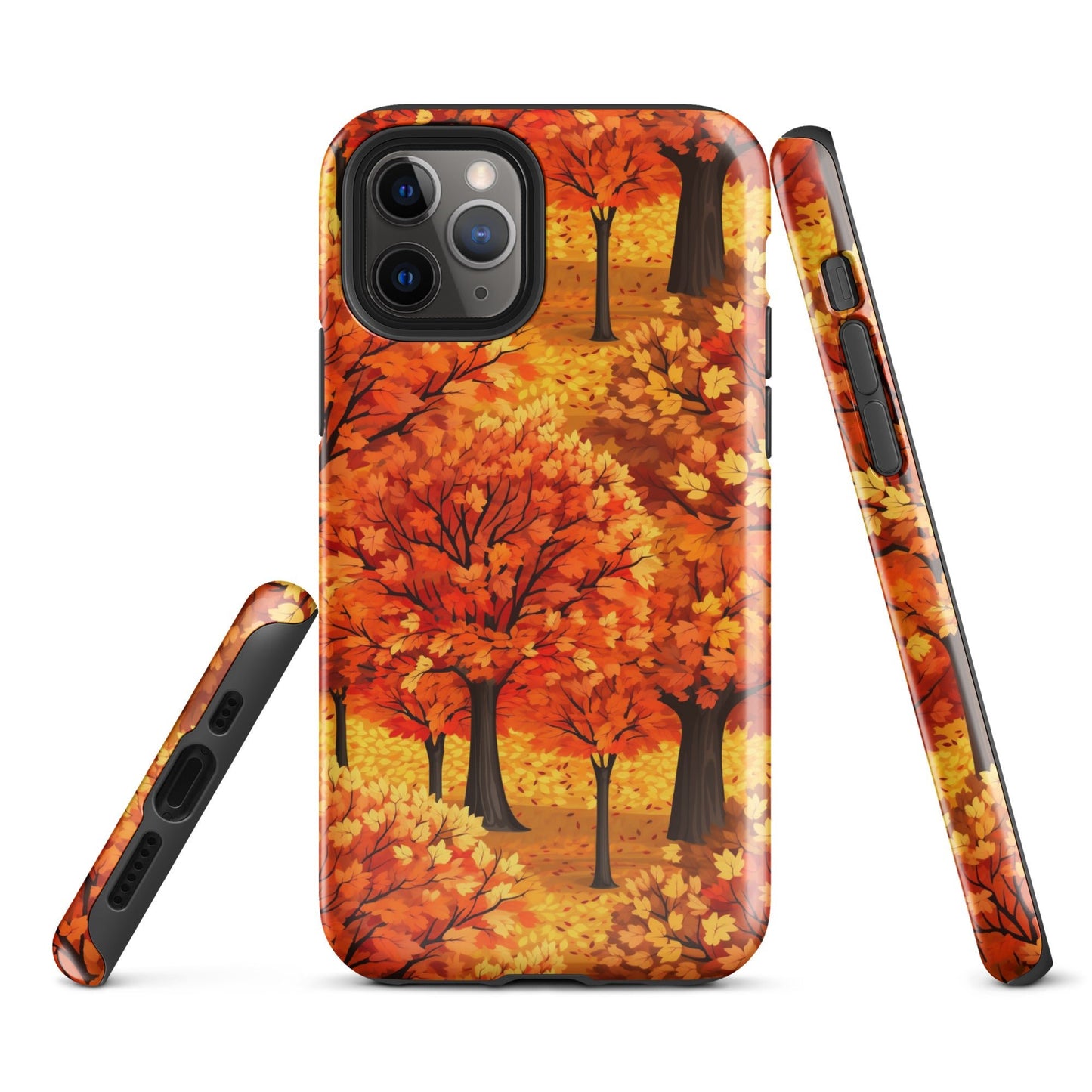 Impasto-Style Woodlands - High-Contrast Autumn Foliage - iPhone Case - Pattern Symphony