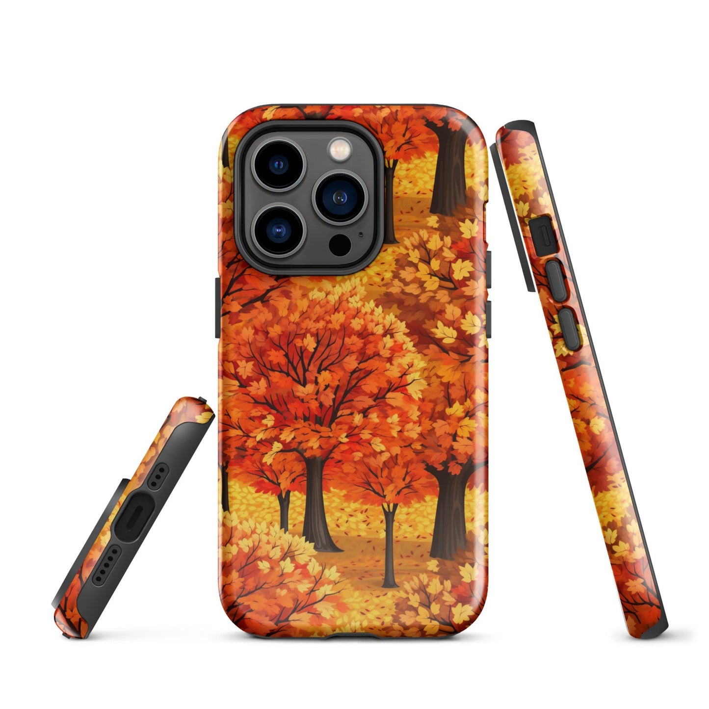 Impasto-Style Woodlands - High-Contrast Autumn Foliage - iPhone Case - Pattern Symphony