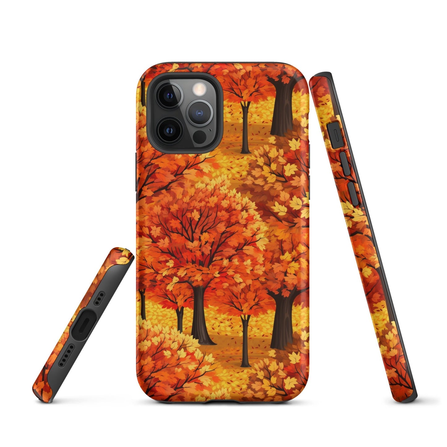 Impasto-Style Woodlands - High-Contrast Autumn Foliage - iPhone Case - Pattern Symphony