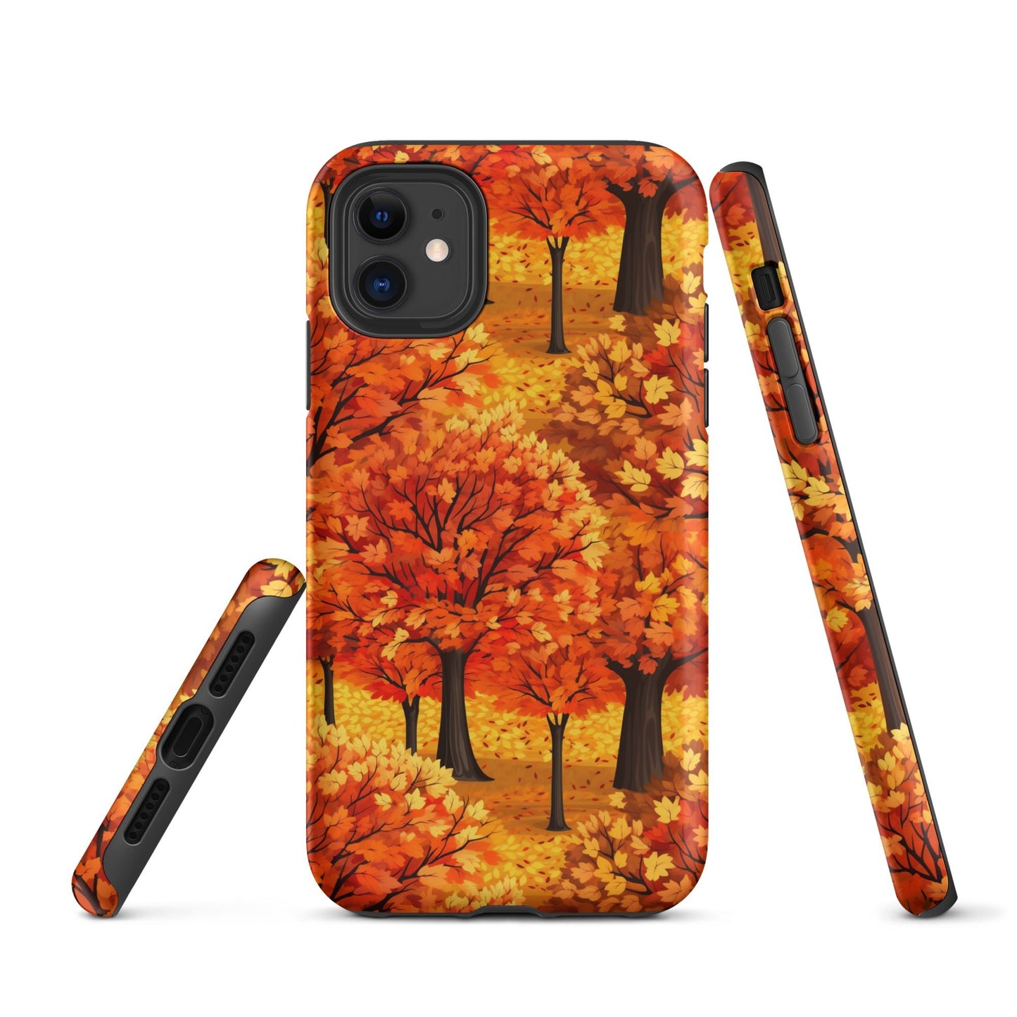 Impasto-Style Woodlands - High-Contrast Autumn Foliage - iPhone Case - Pattern Symphony