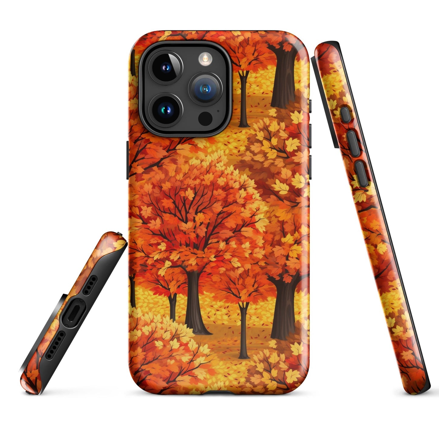 Impasto-Style Woodlands - High-Contrast Autumn Foliage - iPhone Case - Pattern Symphony