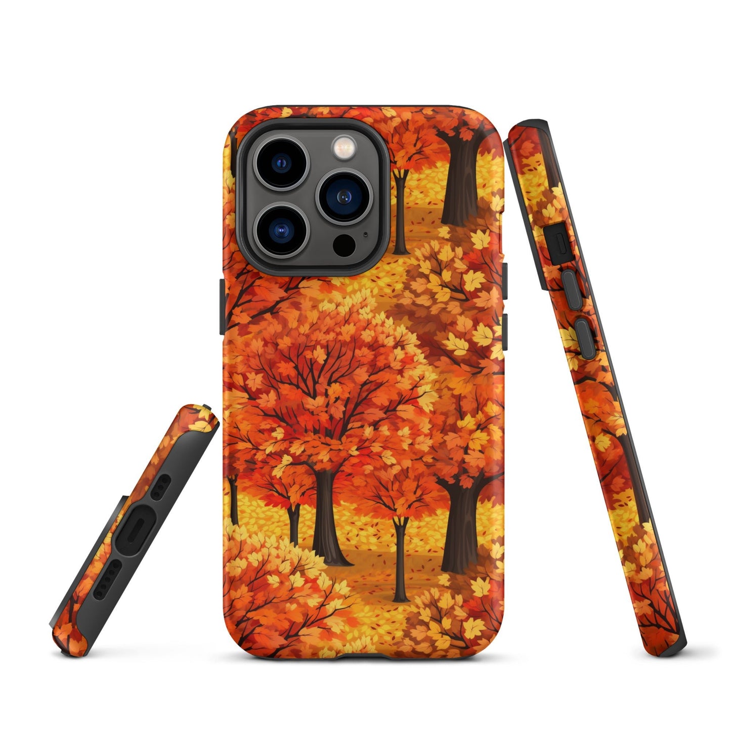 Impasto-Style Woodlands - High-Contrast Autumn Foliage - iPhone Case - Pattern Symphony