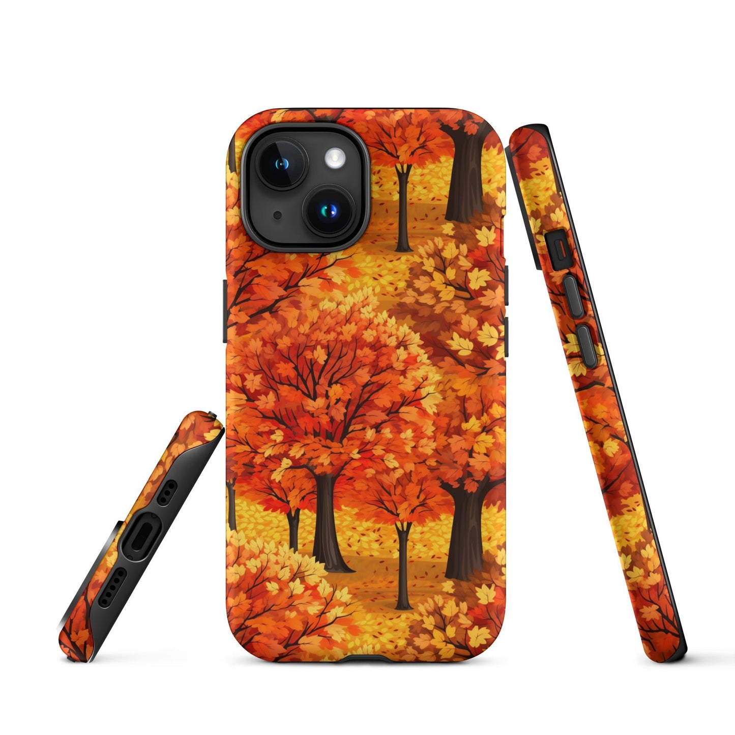 Impasto-Style Woodlands - High-Contrast Autumn Foliage - iPhone Case - Pattern Symphony