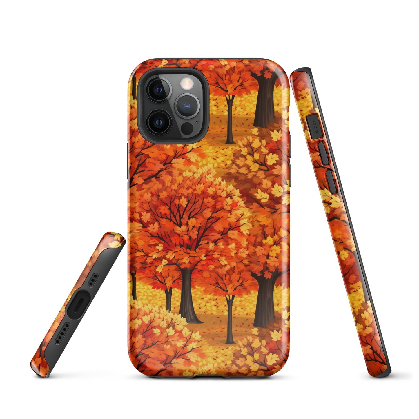 Impasto-Style Woodlands - High-Contrast Autumn Foliage - iPhone Case - Pattern Symphony