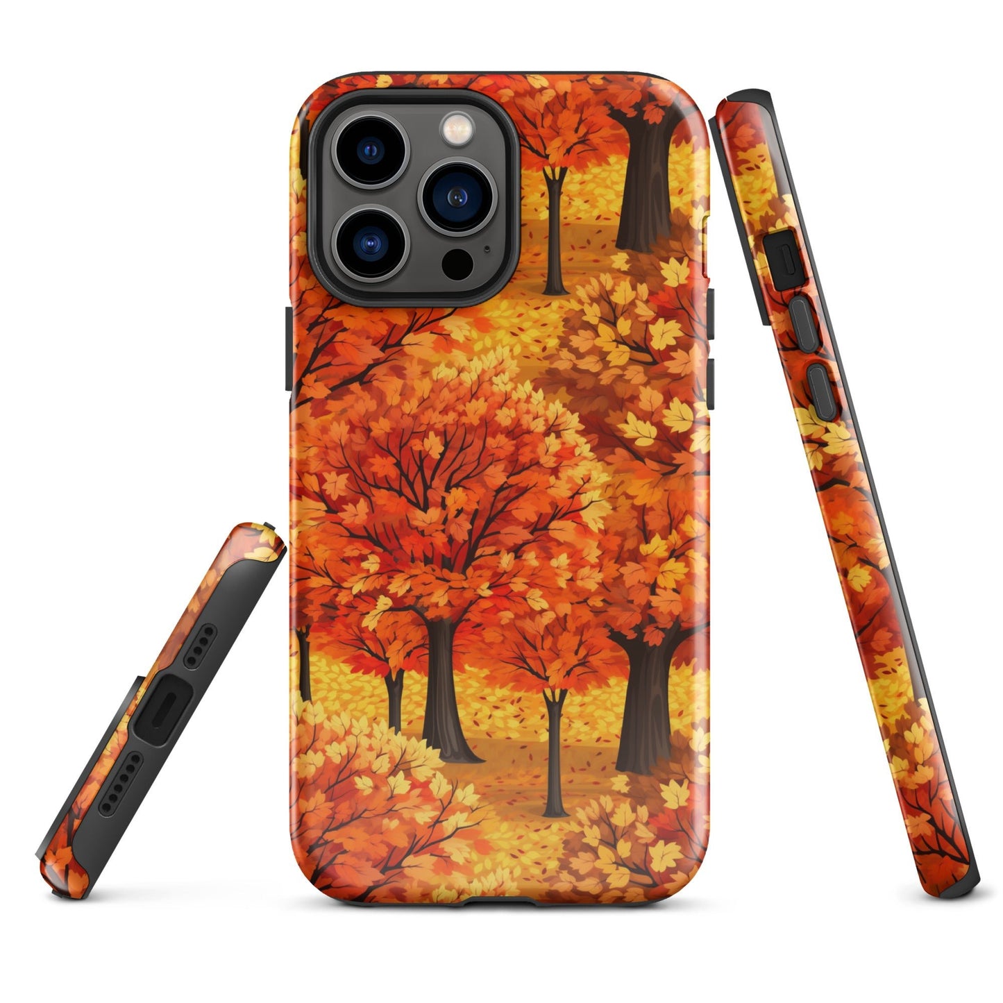 Impasto-Style Woodlands - High-Contrast Autumn Foliage - iPhone Case - Pattern Symphony