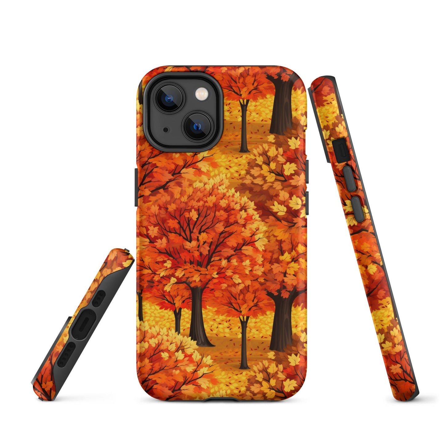 Impasto-Style Woodlands - High-Contrast Autumn Foliage - iPhone Case - Pattern Symphony