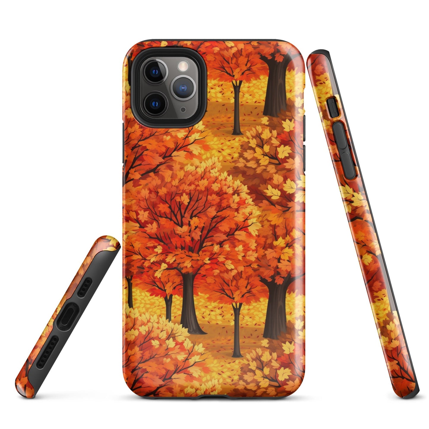 Impasto-Style Woodlands - High-Contrast Autumn Foliage - iPhone Case - Pattern Symphony