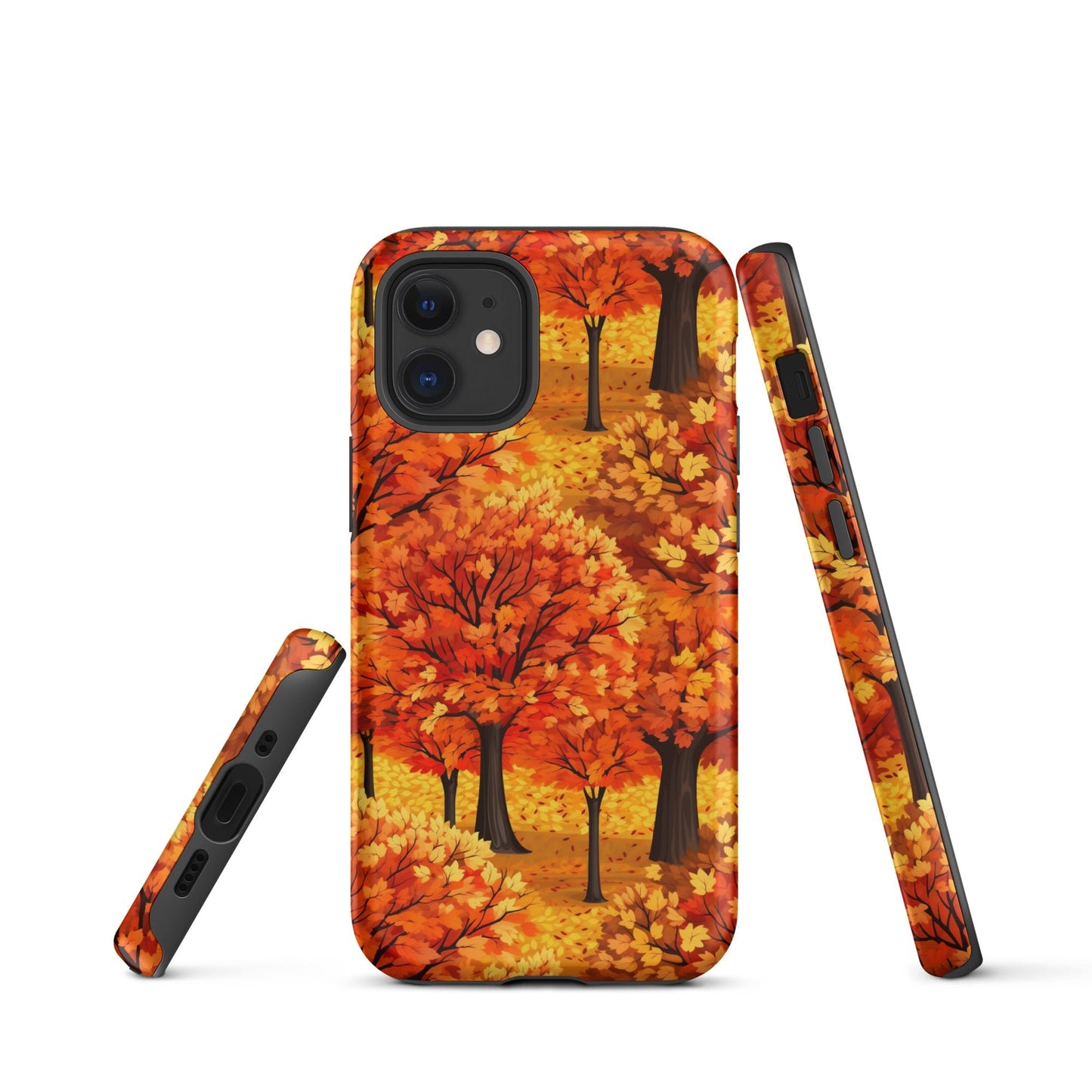 Impasto-Style Woodlands - High-Contrast Autumn Foliage - iPhone Case - Pattern Symphony